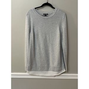 Hilary Radley Size Medium Gray‎ Ribbed Peek A Boo Blouse Sweater